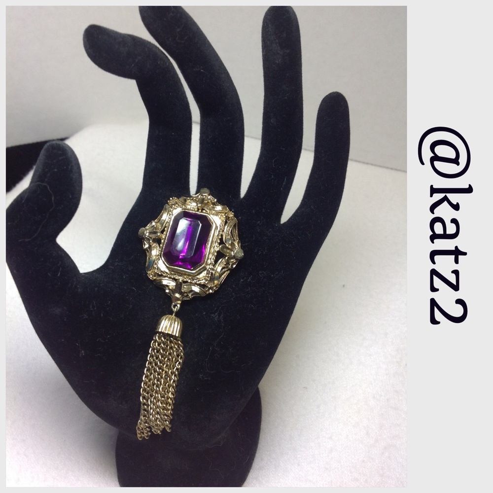 Vintage Purple Stone Brooch - Picture 5 of 5